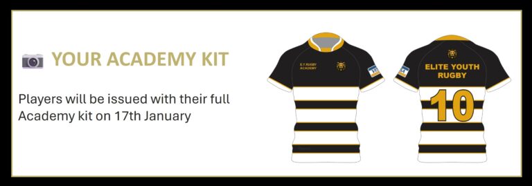📷 YOUR ACADEMY KIT for your elite youth rugby england avcademy Players will be issued with their full Academy kit on 17th January