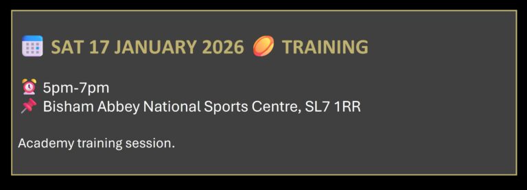 england elite youth rugby under 11s academy: 📅 SAT 17 JANUARY 2026 🏉 TRAINING ⏰ 5pm-7pm📌 Bisham Abbey National Sports Centre, SL7 1RR Academy training session.